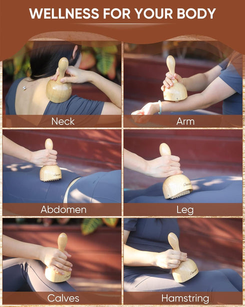 ONUEMP Wooden Therapy Cup with Roller, Wood Therapy Massage Tools, Maderoterapia Kit Colombiana, Fascia Roller for Body