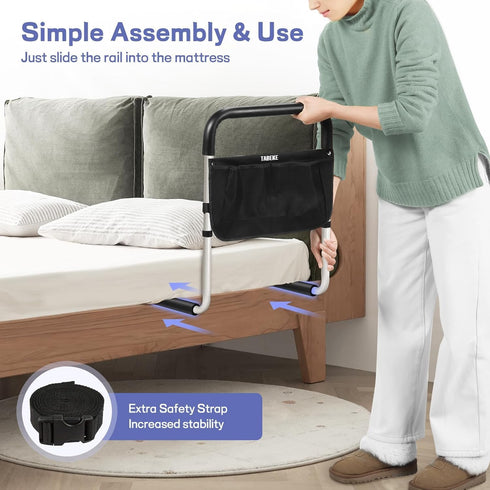 TABEKE Bed Rails for Elderly Adults Safety, Adjustable Senior Bed Assist Rail with Non-Slip Handle and Double Side