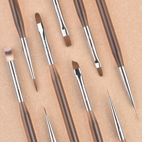 9pcs Nail Art Brush Set, Nail Dotting Tools, Gel Polish Brushes for 3D Nail Art Design and Manicure
