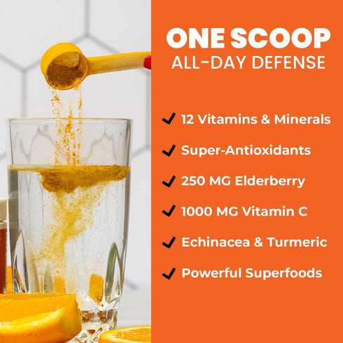 Immune Immunity B12 GOBIOTIX Vitamin C - Defense Support Supplement - Powder Wellness Booster - Vegan Superfood