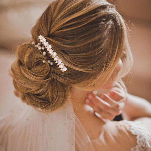 Pearl Hair Side Comb Decorative Hair Combs for Women Accessories Hair Clip Comb Pin Rhinestone Crystal Bridal Comb Hair Piece Hair Pearls for Wdding