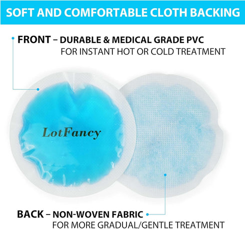 LotFancy Ice Pack for Injuries Reusable, 8 Small Gel Heating Cooling Pads with Cloth Backing, Hot Cold Therapy for Eyes After Surgery, Face, Breastfeeding, Wisdom Teeth, Jaw, Headache, Sinus Relief