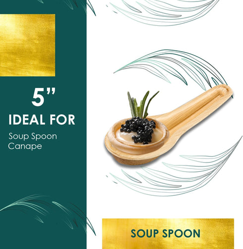 25 Disposable Palm Leaf Cutlery, Eco-Friendly Wooden Soup Spoons for Food, Party, Buffet (5 Inch)