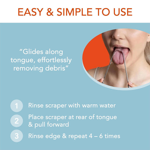 Baest Tongue Scraper, 100% Stainless Steel, Premium Tongue Cleaner, Freshen Breath, 2 Count