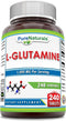 Pure Naturals L-Glutamine Supplement 1000 Mg Per Serving, 240 Tablets, Non-GMO, Gluten Free