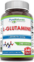Pure Naturals L-Glutamine Supplement 1000 Mg Per Serving, 240 Tablets, Non-GMO, Gluten Free