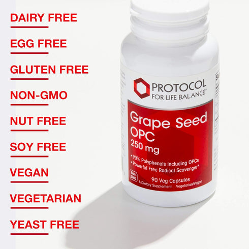 Protocol Grape Seed OPC | 50mg, 90% Polyphenols with Rutin & Amla Fruit Extract | Non-GMO & Kosher Veg Caps