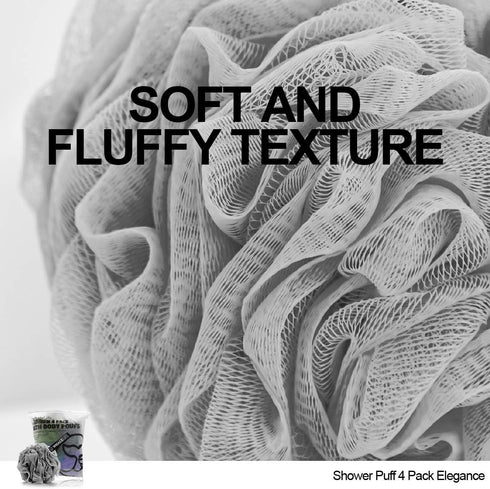 Loofah Sponge Bath Sponge for Women and Men, 4 Pack (Gray, Blue, Green, Purple)