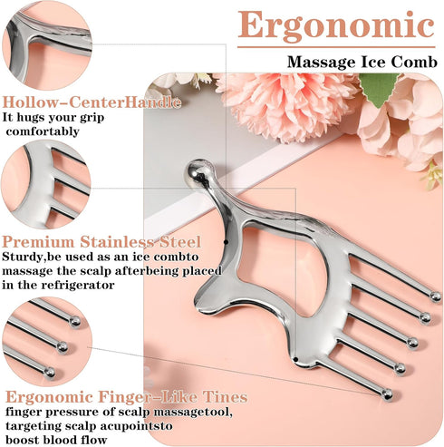 Hadnves 5 1 in Metal Gua Sha Facial Tools Handheld Head Massage Comb Stainless Steel Scalp Guasha Massager Point Tool