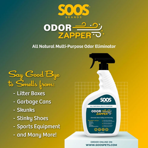 Soos Odor Zapper Multi-Purpose Odor Removal Spray, All Natural Odor Eliminator for Home and Beyond (32.1 oz / 950 ml)
