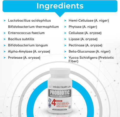 Probiotic Supplement / Infinite Health - 90 Easy to Swallow Capsules, All Natural, Relieves Digestive Problems & Gas
