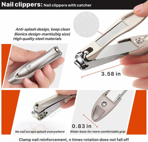 Toenail Clippers for Seniors, Professional Heavy Duty Long Handle Nail Clippers, 6Pcs Black