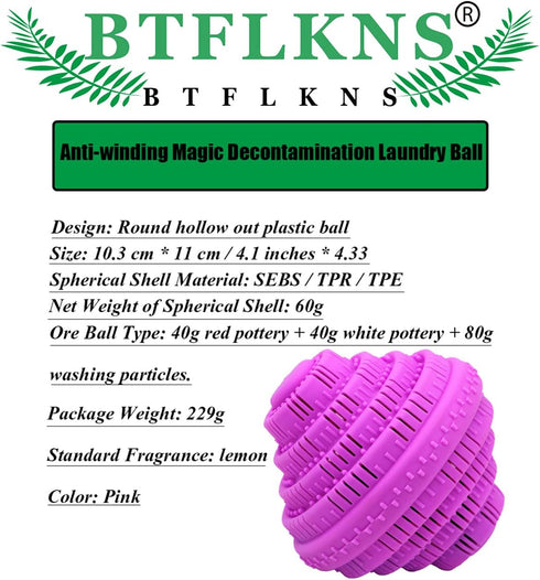 Eco-Friendly Laundry Balls, Premium Washing Ball, Large Pink, 2000 Times Super Laundry Balls, No-Chemical