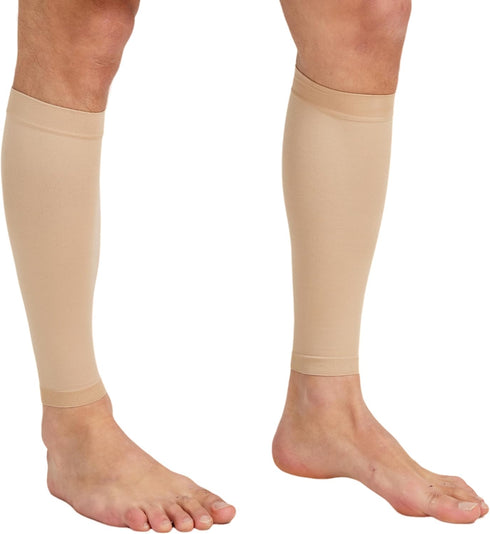 MGANG Plus Size 3XL Calf Compression Sleeve, 2 Pairs 20-30mmHg Unisex Leg Compression Socks for Pain Relief, Beige