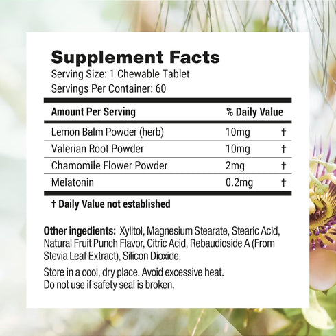 LUNA Kids Sleep Aid Tablets, 60 Chewable Pills, Naturally Sourced Ingredients, Gentle Herbal Supplement for Children 4+