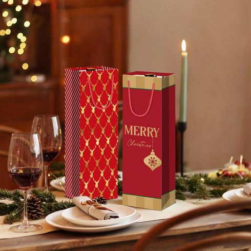 Xylitic 8 Pack Designs,14 4.7 3.5 inch christmas wine gift bags with Unique Xmas x x Christmas Wine Bags for wine