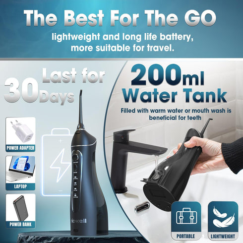 Nicwell Water Dental Flosser Teeth Pick, 4 Modes Oral Irrigator, Portable & Rechargeable, IPX7 Waterproof