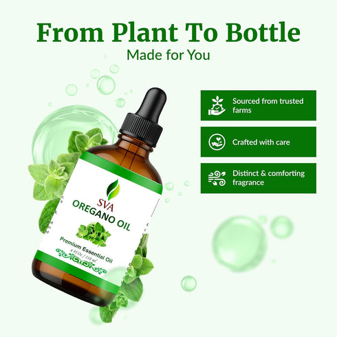 SVA Oregano Essential Oil – 4 Fl Oz – 100% Natural for Diffuser, Hair Care, Face, Skin Care, Aromatherapy