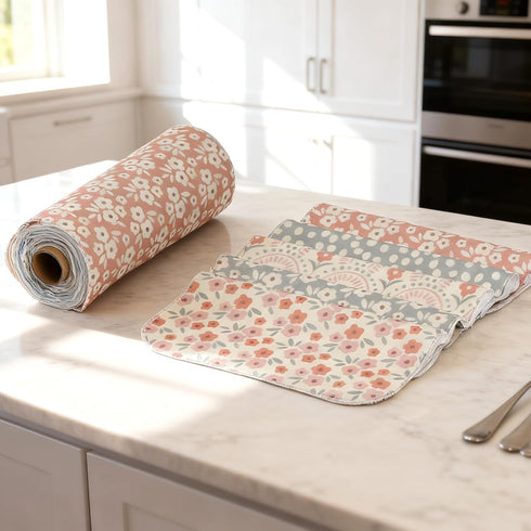 ROGITU 25 Pack Reusable Tissue Paperless Towel Roll Washable Cotton for Kitchen Towels Zero Waste Products Replacement