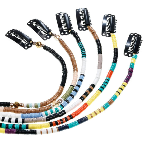 minihope 21 Inch Bright Spacer Bead Hair Wrap Set with Tassels, Hair Clips, and Retro Charm - 6 Styles for Women and Girls.