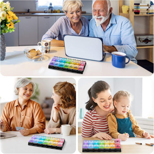 FGcase AM PM Weekly 7 Day Pill Organizer - Large Daily Pill Cases with Easy Push Button, Pill Reminder Container for