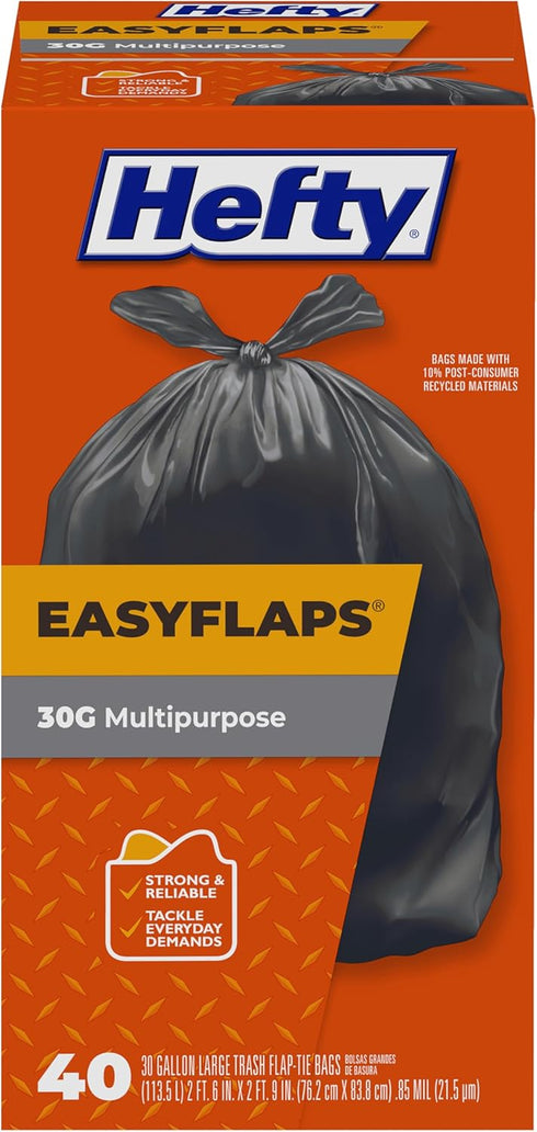 RFPE27744 - Hefty Easy Flaps 30Gal LGE Trash Bags
