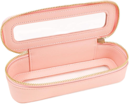 Clear Mini Makeup Bag, Small TSA Approved Travel Brush Bag, Portable Waterproof Cosmetic Organizer Bag for Women (Slim