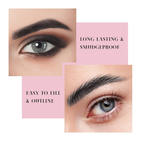 Double Ended Eyebrow Pencil, Waterproof Natural Brow Enhancing Pen, Long Lasting Eye Makeup, Black, Pack of 1