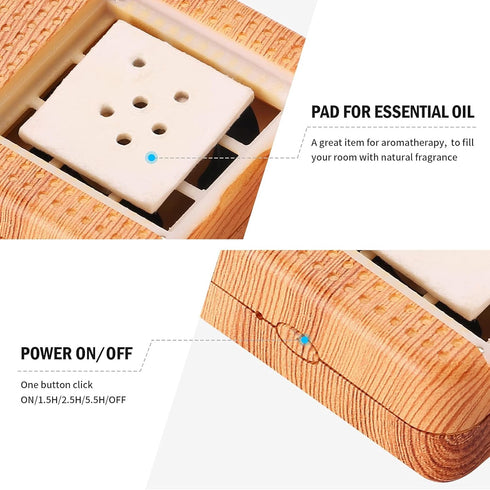 Weljoy Portable Wood Grain Diffuser for Essential Oils – Mini Size for Car or Travel, Quiet, Waterless, Rechargeable