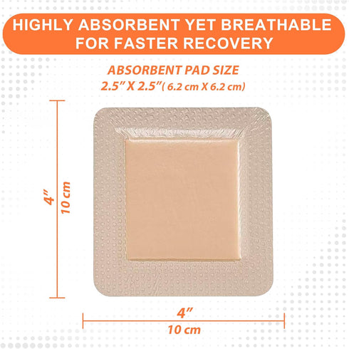 MedVance Bordered Silver Silicone Ag Sterile Absorbent Antibacterial Dressing 4"x 4" 5 Count
