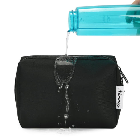 Large Black Makeup Bag - Zipper Pouch Travel Cosmetic Organizer for Women