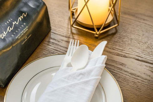 POSATE White Plastic Knives, Heavyweight, 100 Count