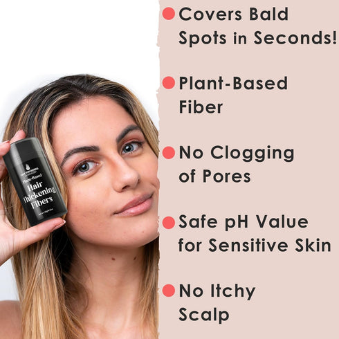 Plant-Based Powder for Thinning Hair - Instant Hair Filler, Building Fibers for Women & Men, Easy Wash Off