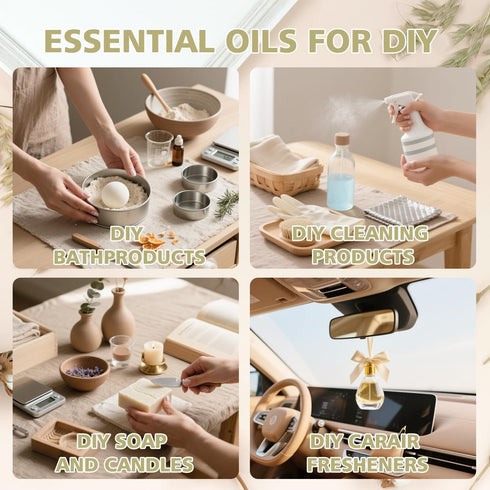 Set 6 Pack Aromatherapy Essential Oils Gift - (Lavender, Vanilla, Peppermint, Orange, Lemongrass, Cedarwood)