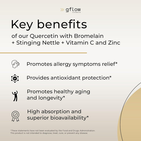 Quercetin with Vitamin C and Zinc, 500mg Quercetin with Bromelain, 240 Veggie Caps, Non-GMO, Vegan
