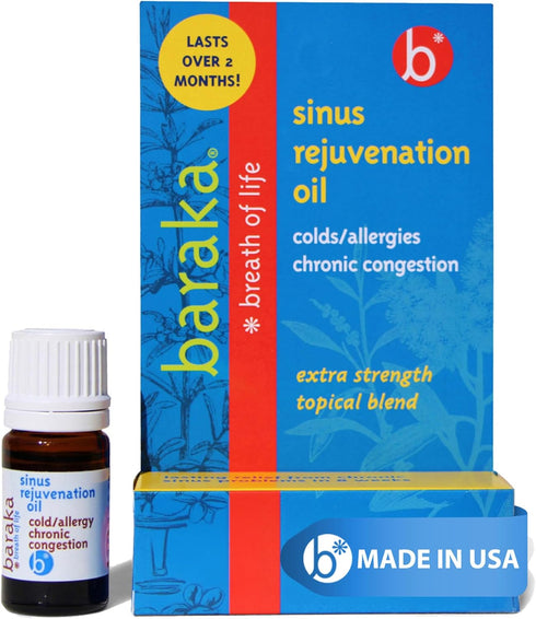 Sinus Rejuvenation Oil - 6 Organic Essential Oils Blend for Enhanced Breathing and Relaxation - 4 ml Daily Use