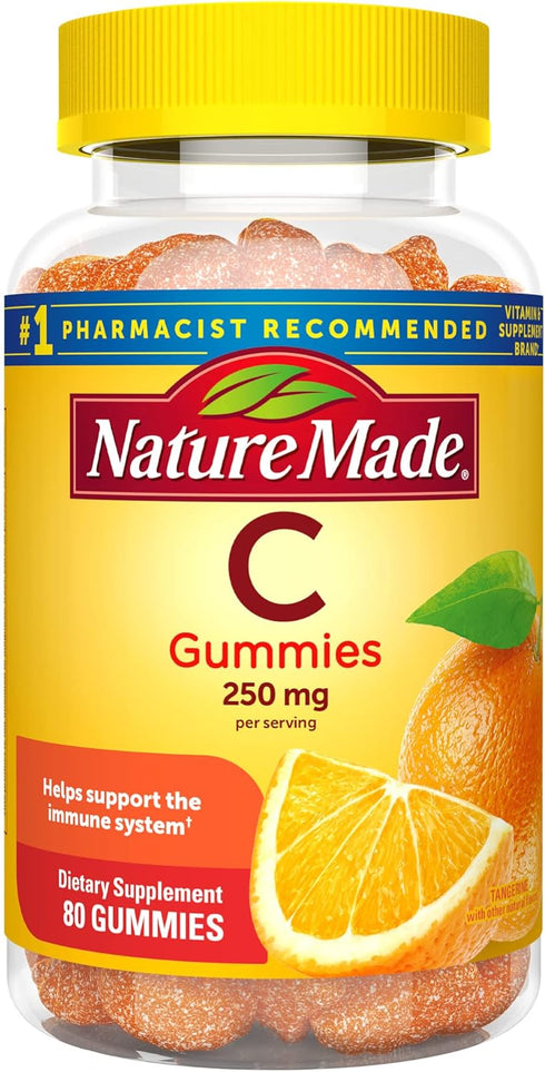 Nature Made Vitamin C 250 mg, Dietary Supplement for Immune Support, 80 Gummies, 40 Day Supply