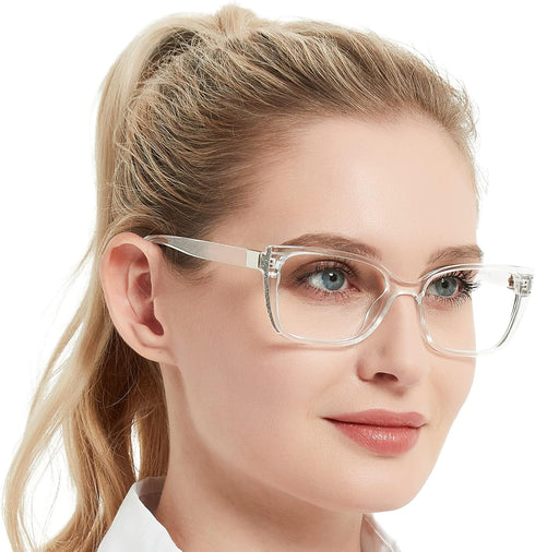 OCCI CHIARI Fashion Cateye Women Glasses, Nerd Reader No Magnification Clear Glasses (Transparent)