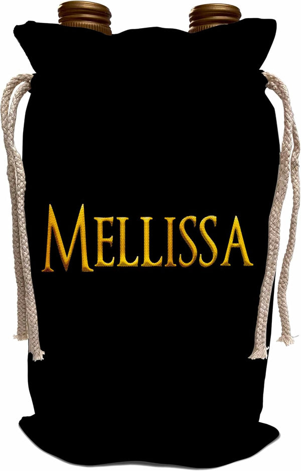 3dRose Mellissa Popular Baby Girl Name In The Usa. Yellow On Black