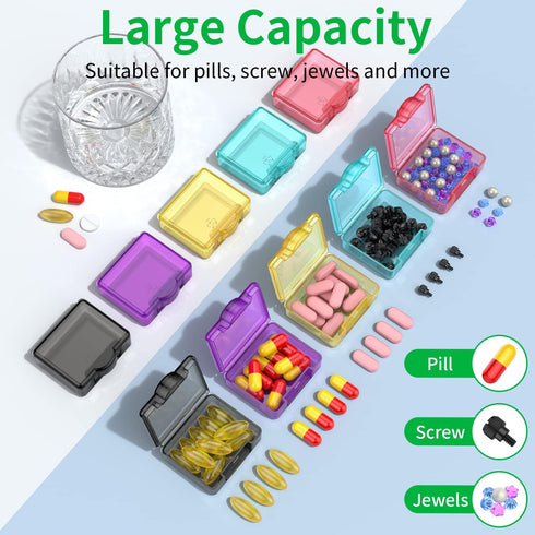 Urekt 10 Cute Small Travel Pill Box, pcs Mini Pocket Pill Organizer Daily Single Pill Containers Portable Medicine