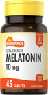 Sundance Melatonin 10mg Extra Strength | 45 Tablets | Vegetarian, Non-GMO, Gluten Free Supplement