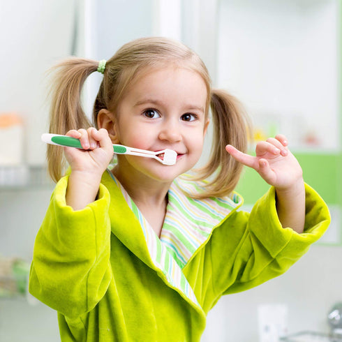 2 Pieces Autism Toothbrush, Three Bristle Travel Toothbrush for Complete Teeth and Gum-Care, Green, Blue