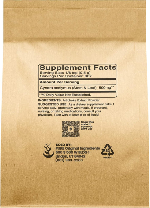 PURE ORIGINAL INGREDIENTS Artichoke Extract Powder (1 lb), No Additives or Fillers, Non-GMO