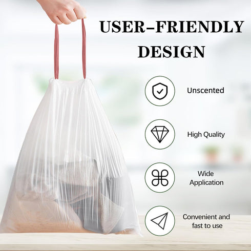 120 Count 8 Gallon Plastic Trash Bags, Black Drawstring Thick Garbage Bags for Office, Kitchen, Home