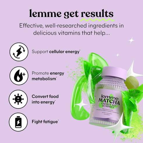 Lemme Gummies B12 Q10 (60 Count) Matcha Superfood Energy with Organic Matcha Green Tea, Vitamin and Antioxidant