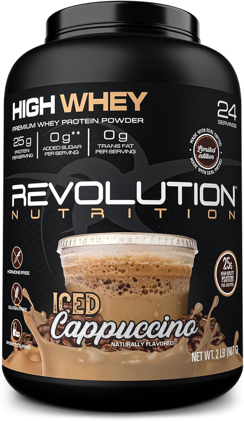 High Whey Protein Powder, Whey Isolate, Gluten Free, 25g Protein Per Scoop, 908 g, 24 Servings (Iced Cappuccino, 2