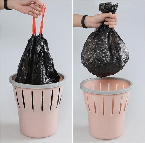 1.2 Gallon Black Garbage Bags, Small Drawstring Trash Bags, 3 Rolls, 110 Counts