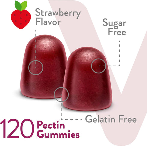 Vitamin B Complex Gummies with Vitamin C, Sugar Free, Vegan, Tasty Chewable Strawberry Flavored Gummy