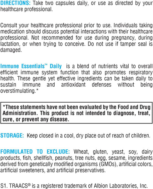 XYMOGEN Immune Essentials Daily for Long-Term Immune Support with Vitamin D3, C, A, N Acetyl L Cysteine, Zinc Chelate,
