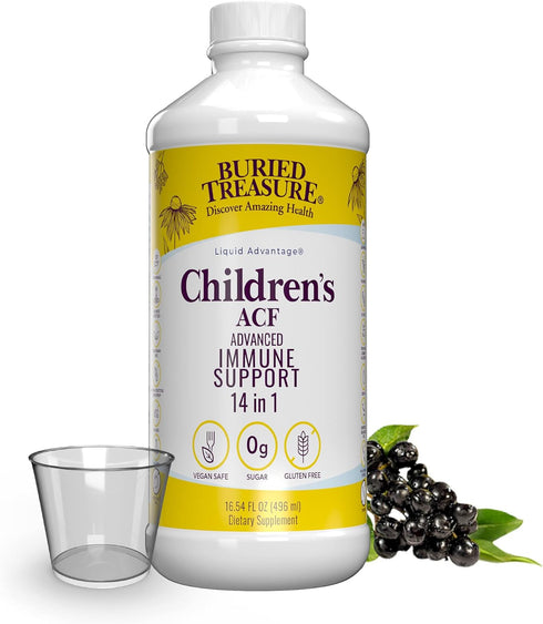 Buried Treasure Childrens ACF Advanced Immune Support - Cherry Flavor, 16oz Liquid Herbal Immunity Formula